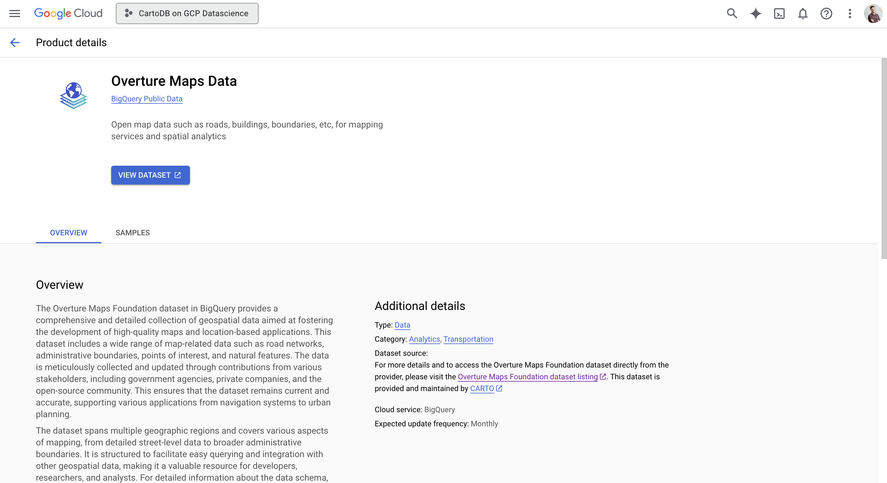 Overture data in Google Cloud
