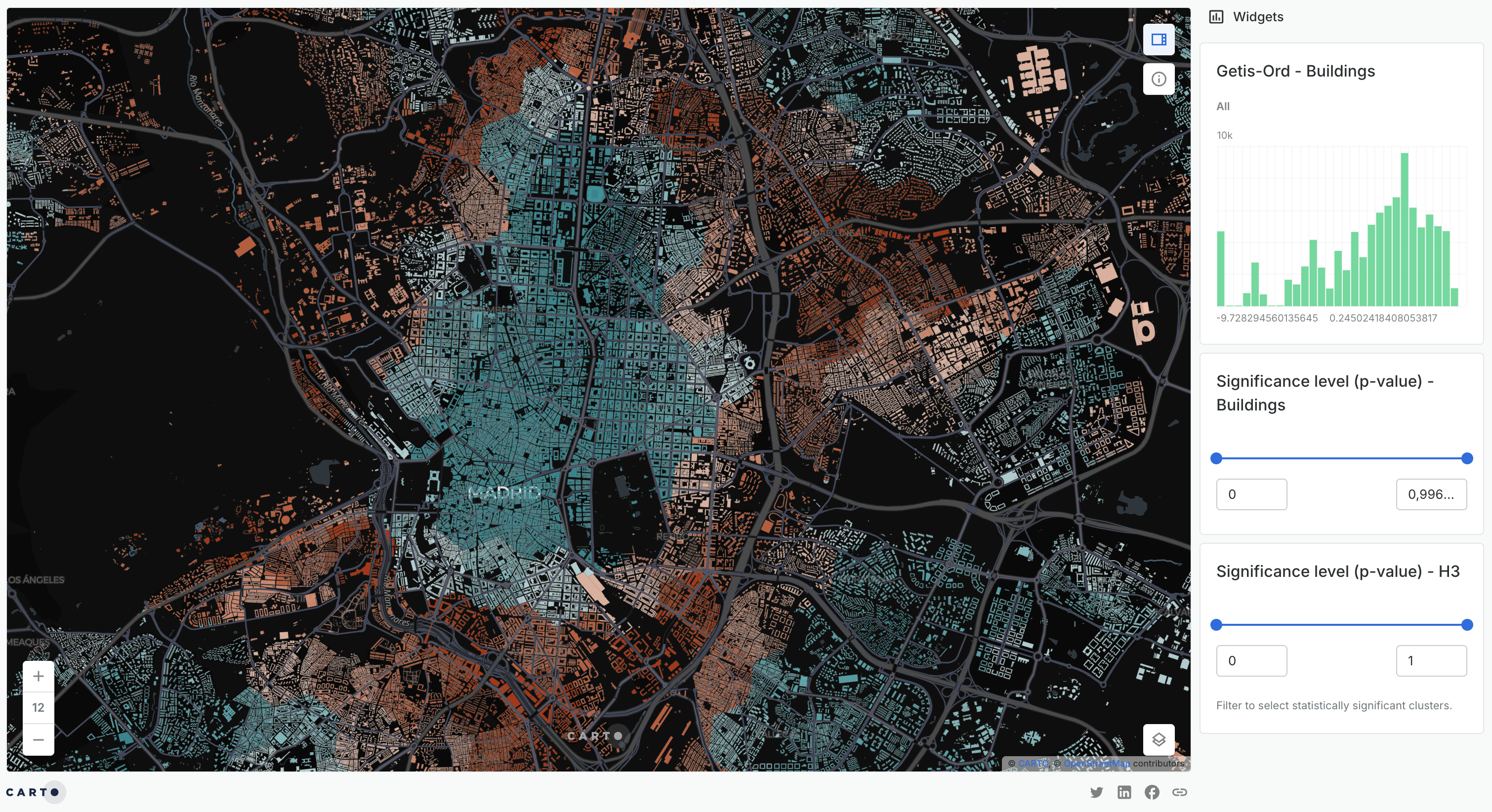 Example of CARTO Builder map with Overture data