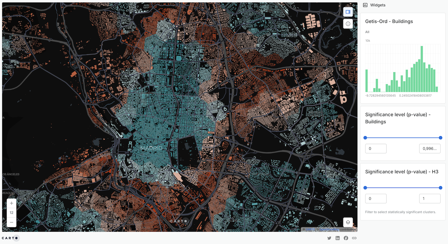 Example of CARTO Builder map with Overture data