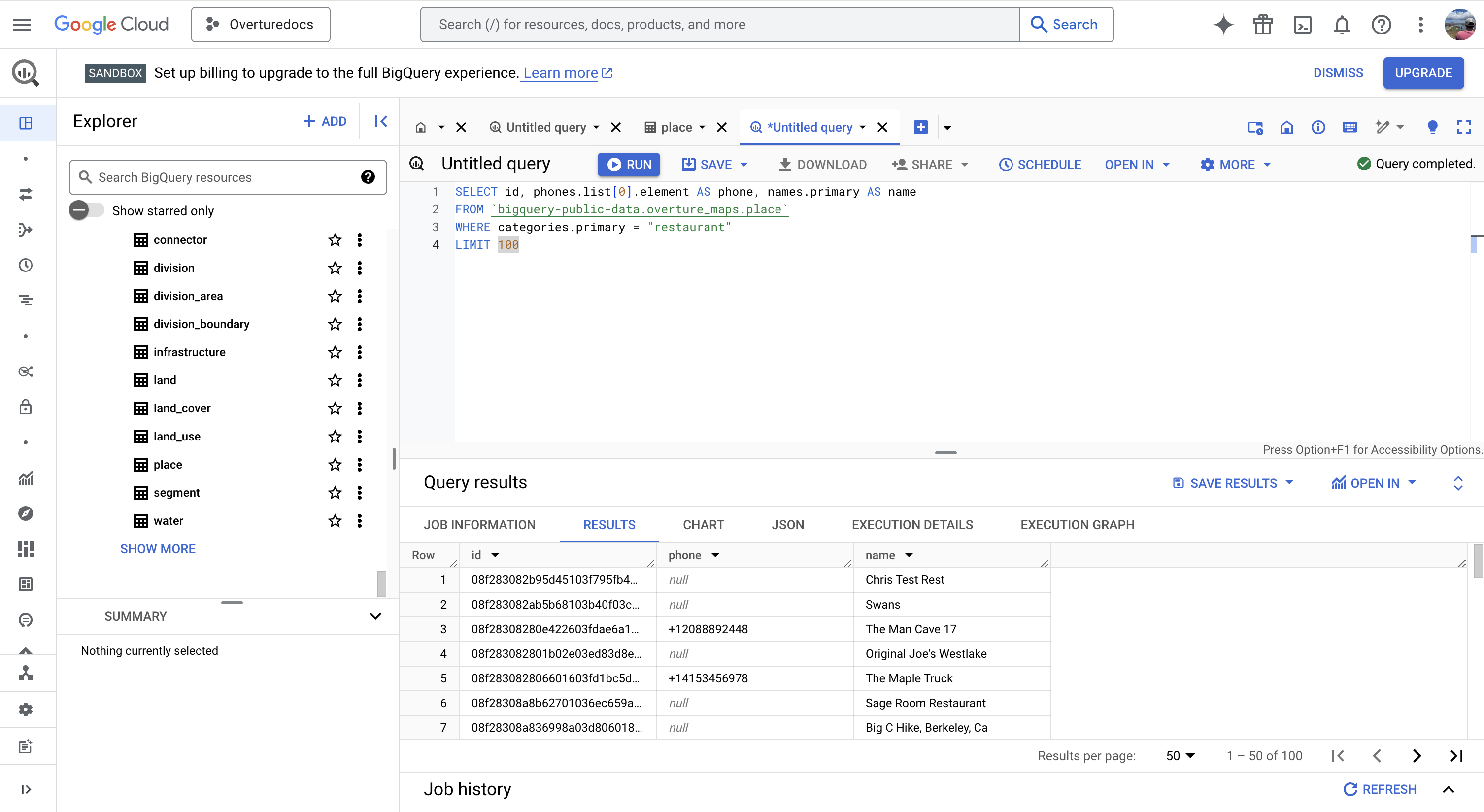Overture data in Google Cloud