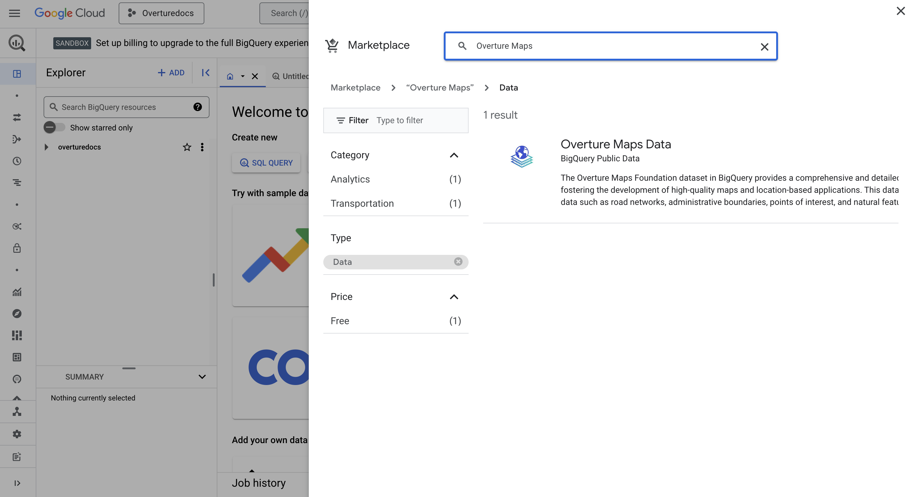Overture data in Google Cloud